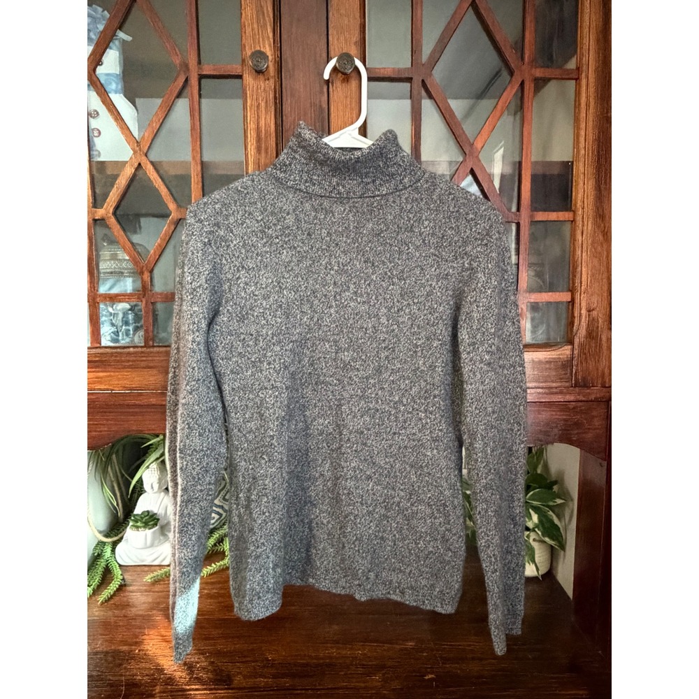Garnet Hill Gray 100% Essential Cashmere Turtleneck Sweater Size S 27424